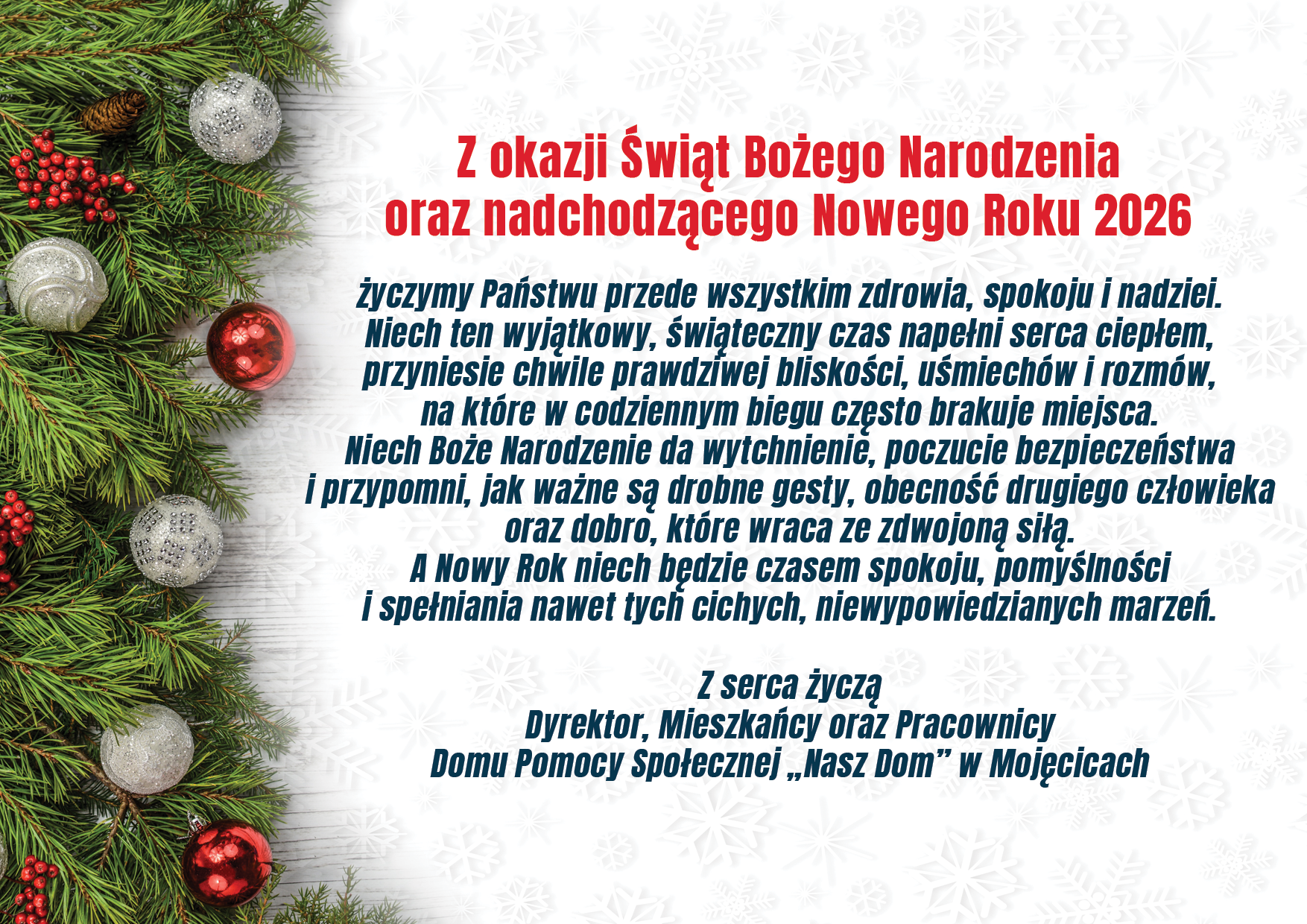 Życzenia Świąt Bożego narodzenia 